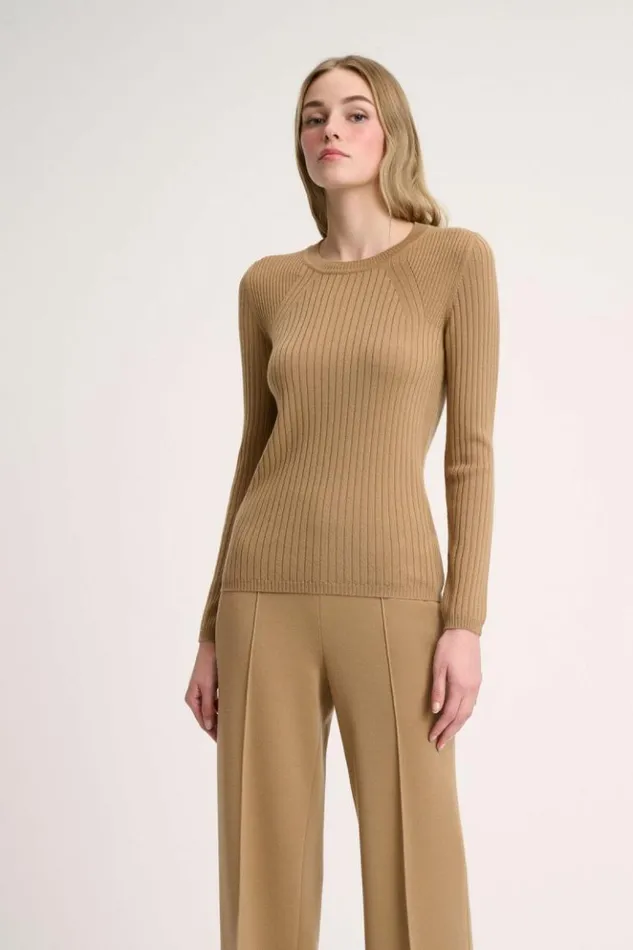 Luisa Spagnoli Knitwear Maggi 8211 RibKnit Pullover Camel 8211 Women