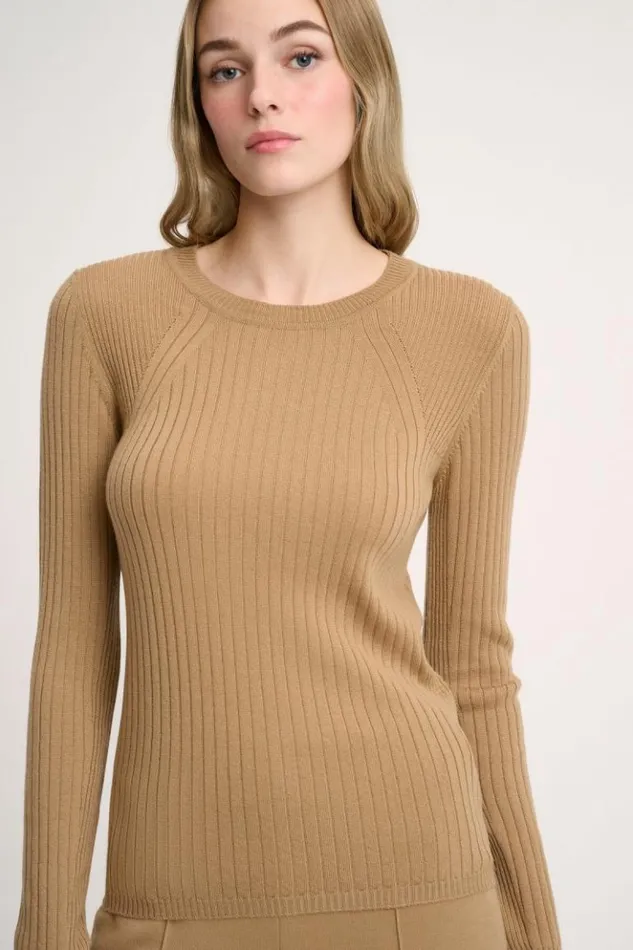 Luisa Spagnoli Knitwear Maggi 8211 RibKnit Pullover Camel 8211 Women Luisa Spagnoli Knitwear Maggi 8211 RibKnit Pullover Camel 8211 Women