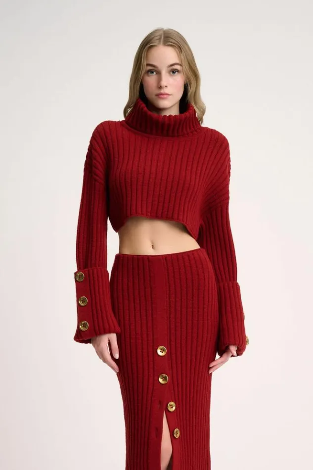 Luisa Spagnoli Knitwear Mappale 8211 Cropped Pullover 8211 Fashion Show Red 8211 Women