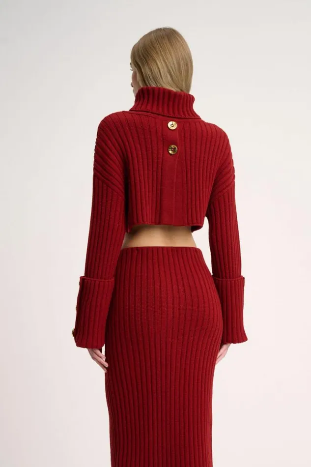 Luisa Spagnoli Knitwear Mappale 8211 Cropped Pullover 8211 Fashion Show Red 8211 Women Luisa Spagnoli Knitwear Mappale 8211 Cropped Pullover 8211 Fashion Show Red 8211 Women
