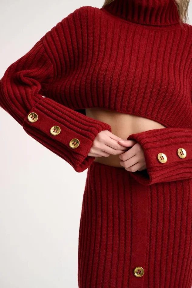 Luisa Spagnoli Knitwear Mappale 8211 Cropped Pullover 8211 Fashion Show Red 8211 Women Luisa Spagnoli Knitwear Mappale 8211 Cropped Pullover 8211 Fashion Show Red 8211 Women
