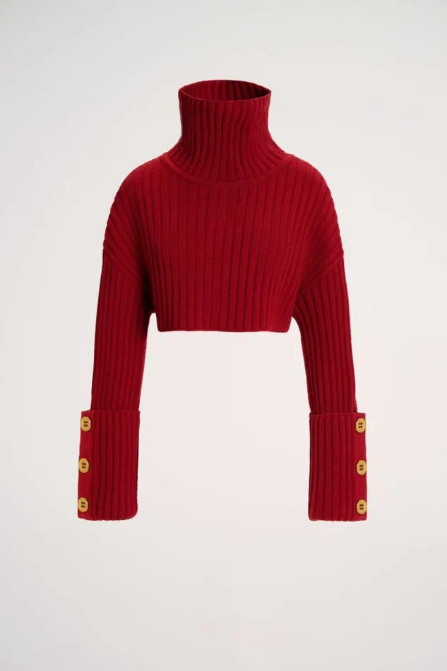 Luisa Spagnoli Knitwear Mappale 8211 Cropped Pullover 8211 Fashion Show Red 8211 Women Luisa Spagnoli Knitwear Mappale 8211 Cropped Pullover 8211 Fashion Show Red 8211 Women