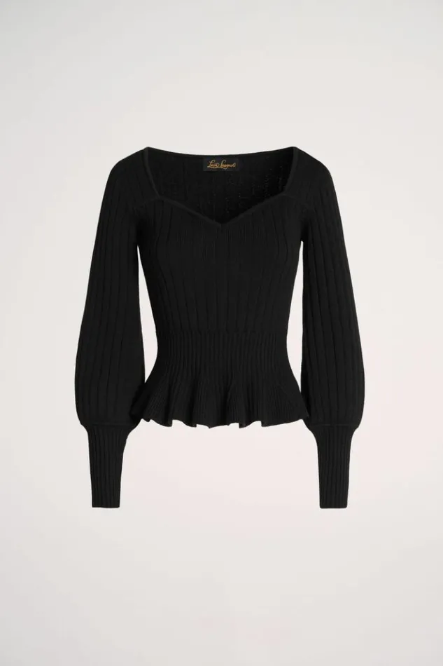 Luisa Spagnoli Knitwear Merlato 8211 HeartNeck Pullover Black 8211 Women Luisa Spagnoli Knitwear Merlato 8211 HeartNeck Pullover Black 8211 Women