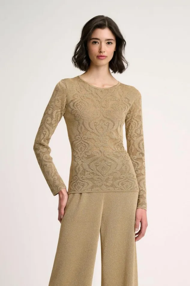 Luisa Spagnoli Knitwear Zama 8211 Damask Pullover Yellow 8211 Women