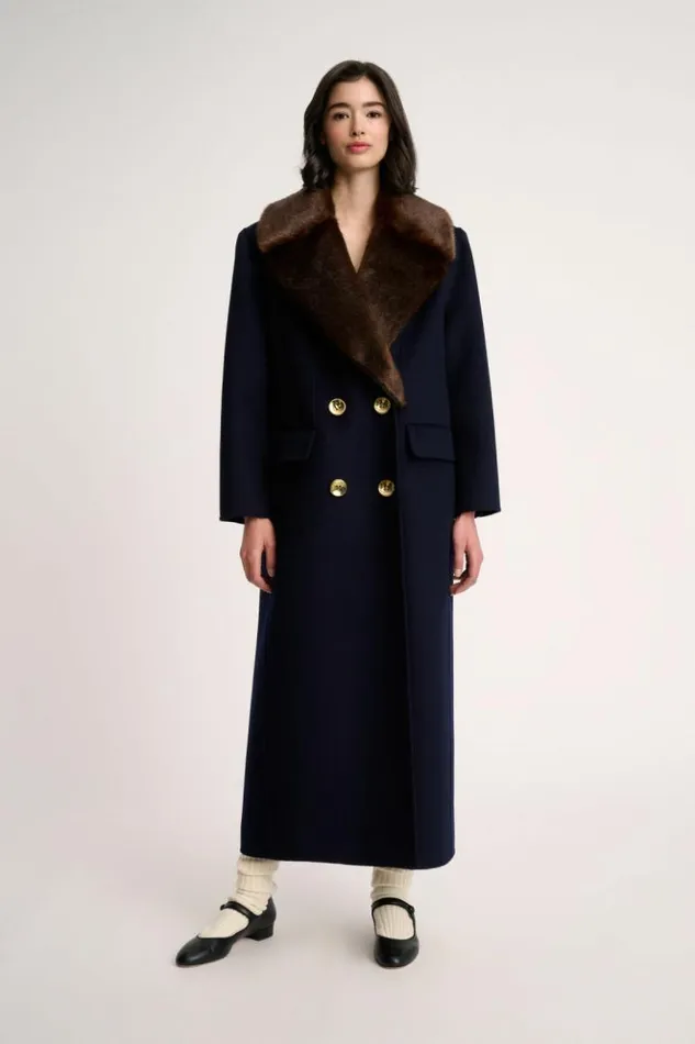 Luisa Spagnoli Outerwear Saliente 8211 Coat With Shrug 8211 Fashion Show Bluebrown 8211 Women Luisa Spagnoli Outerwear Saliente 8211 Coat With Shrug 8211 Fashion Show Bluebrown 8211 Women