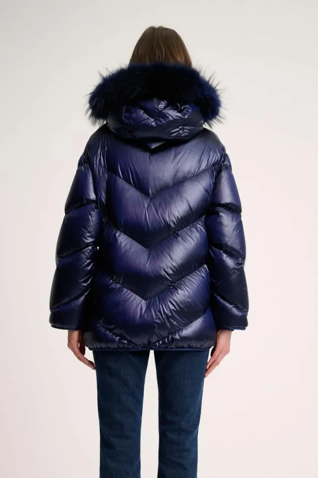 Luisa Spagnoli Outerwear Sconto 8211 Quilted Jacket With Hood Blue 8211 Women Luisa Spagnoli Outerwear Sconto 8211 Quilted Jacket With Hood Blue 8211 Women