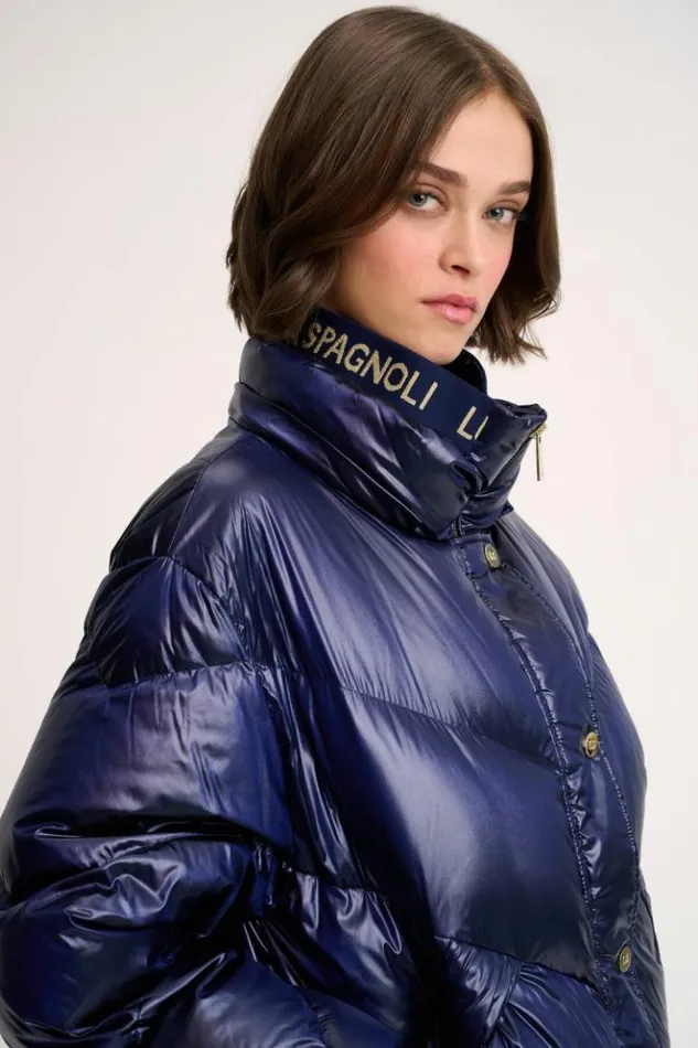Luisa Spagnoli Outerwear Sconto 8211 Quilted Jacket With Hood Blue 8211 Women Luisa Spagnoli Outerwear Sconto 8211 Quilted Jacket With Hood Blue 8211 Women