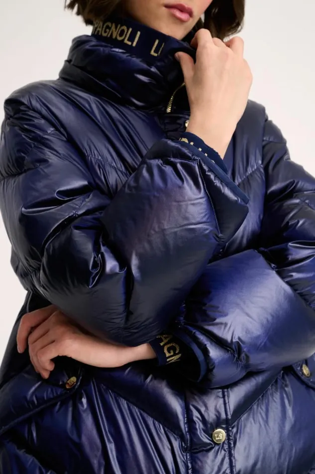 Luisa Spagnoli Outerwear Sconto 8211 Quilted Jacket With Hood Blue 8211 Women Luisa Spagnoli Outerwear Sconto 8211 Quilted Jacket With Hood Blue 8211 Women