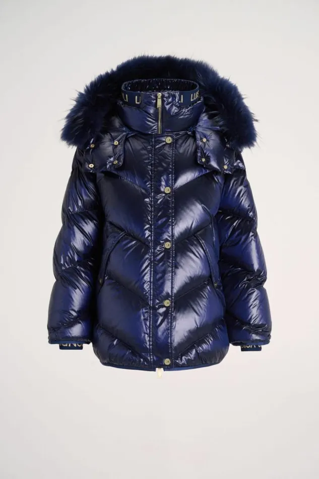 Luisa Spagnoli Outerwear Sconto 8211 Quilted Jacket With Hood Blue 8211 Women Luisa Spagnoli Outerwear Sconto 8211 Quilted Jacket With Hood Blue 8211 Women