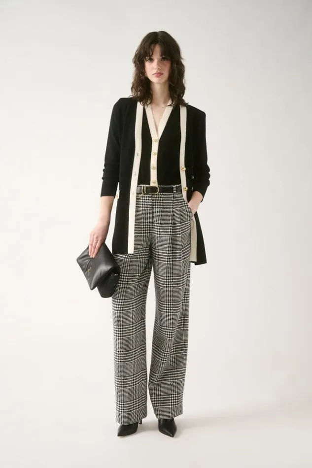 Luisa Spagnoli Pants Odinette 8211 High Waisted Trousers Blackcream 8211 Women Luisa Spagnoli Pants Odinette 8211 High Waisted Trousers Blackcream 8211 Women