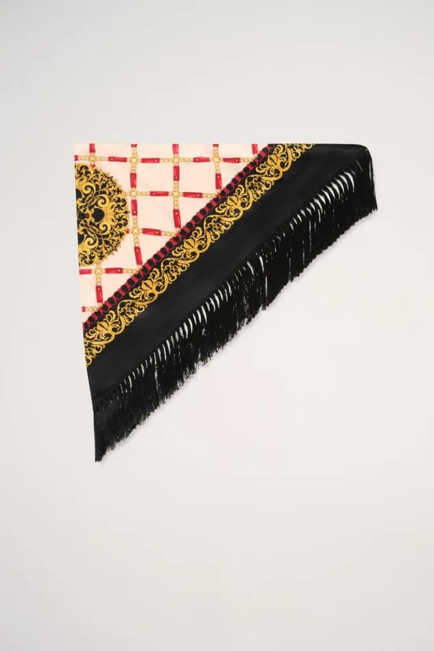 Luisa Spagnoli Scarves And Foulards Redunca 8211 Silk Shawl Blackcream 8211 Women