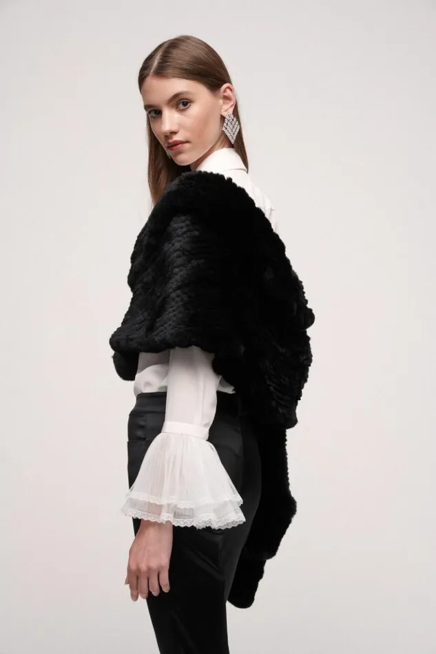 Luisa Spagnoli Scarves And Foulards Romanza 8211 Fur Stole Black 8211 Women Luisa Spagnoli Scarves And Foulards Romanza 8211 Fur Stole Black 8211 Women