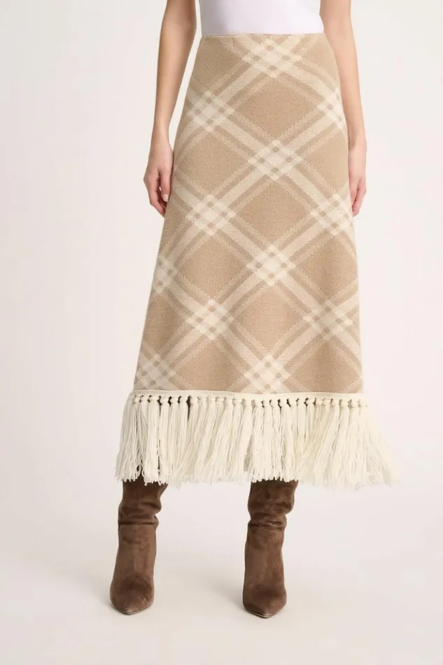 Luisa Spagnoli Skirts And Shorts Motoslitta 8211 Tartan Skirt Creambeige 8211 Women