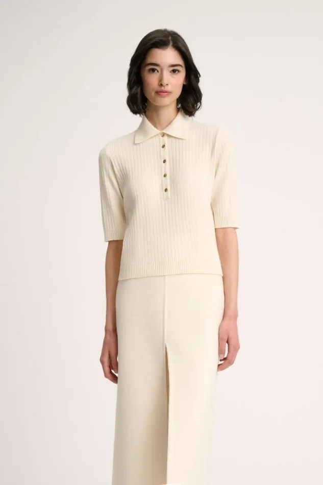 Luisa Spagnoli Tops And TShirts Medeola 8211 Knit Polo 8211 Fashion Show Cream 8211 Women Luisa Spagnoli Tops And TShirts Medeola 8211 Knit Polo 8211 Fashion Show Cream 8211 Women
