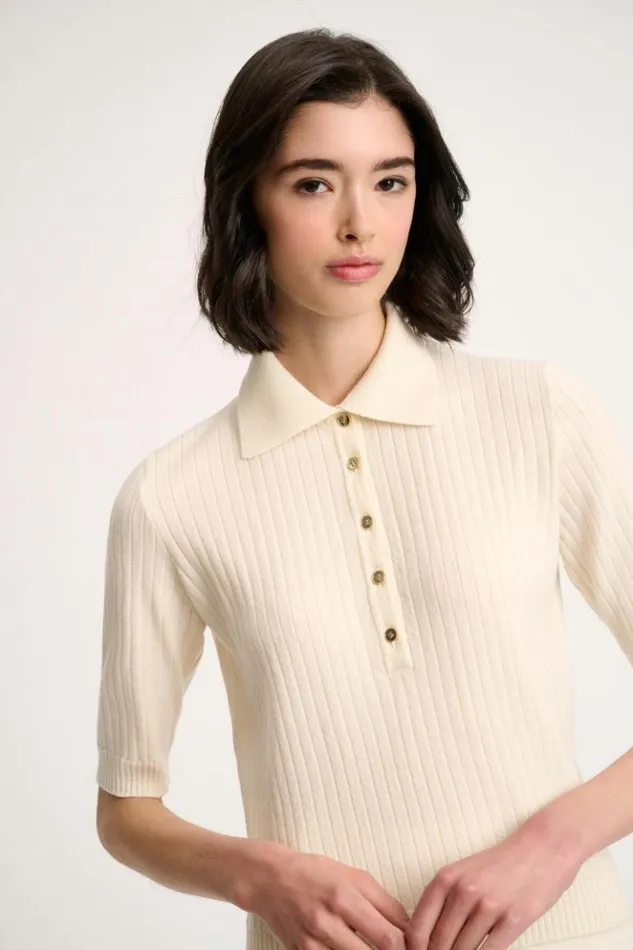 Luisa Spagnoli Tops And TShirts Medeola 8211 Knit Polo 8211 Fashion Show Cream 8211 Women Luisa Spagnoli Tops And TShirts Medeola 8211 Knit Polo 8211 Fashion Show Cream 8211 Women