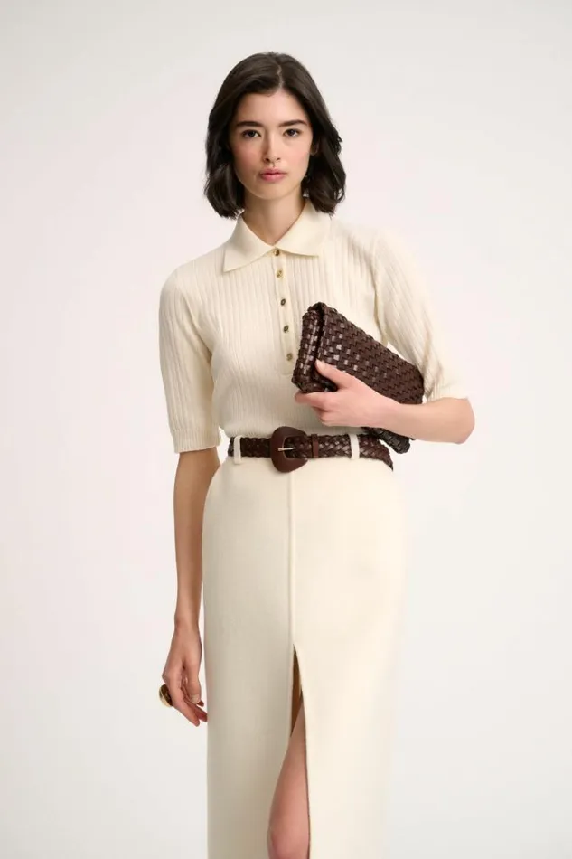 Luisa Spagnoli Tops And TShirts Medeola 8211 Knit Polo 8211 Fashion Show Cream 8211 Women Luisa Spagnoli Tops And TShirts Medeola 8211 Knit Polo 8211 Fashion Show Cream 8211 Women