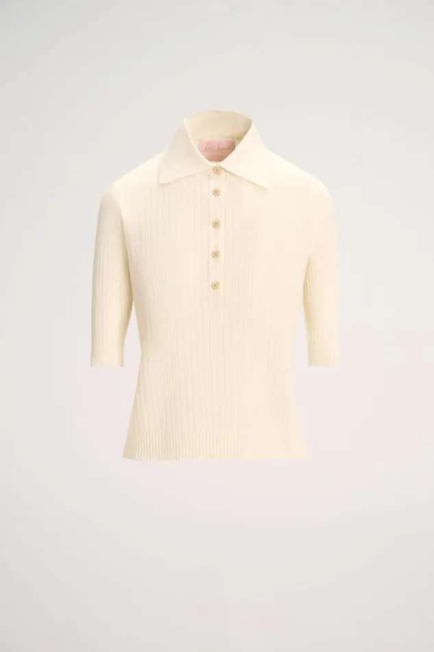 Luisa Spagnoli Tops And TShirts Medeola 8211 Knit Polo 8211 Fashion Show Cream 8211 Women Luisa Spagnoli Tops And TShirts Medeola 8211 Knit Polo 8211 Fashion Show Cream 8211 Women
