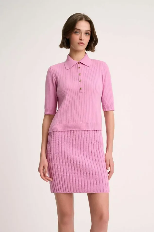 Luisa Spagnoli Tops And TShirts Medeola 8211 Knit Polo 8211 Fashion Show Pink 8211 Women Luisa Spagnoli Tops And TShirts Medeola 8211 Knit Polo 8211 Fashion Show Pink 8211 Women