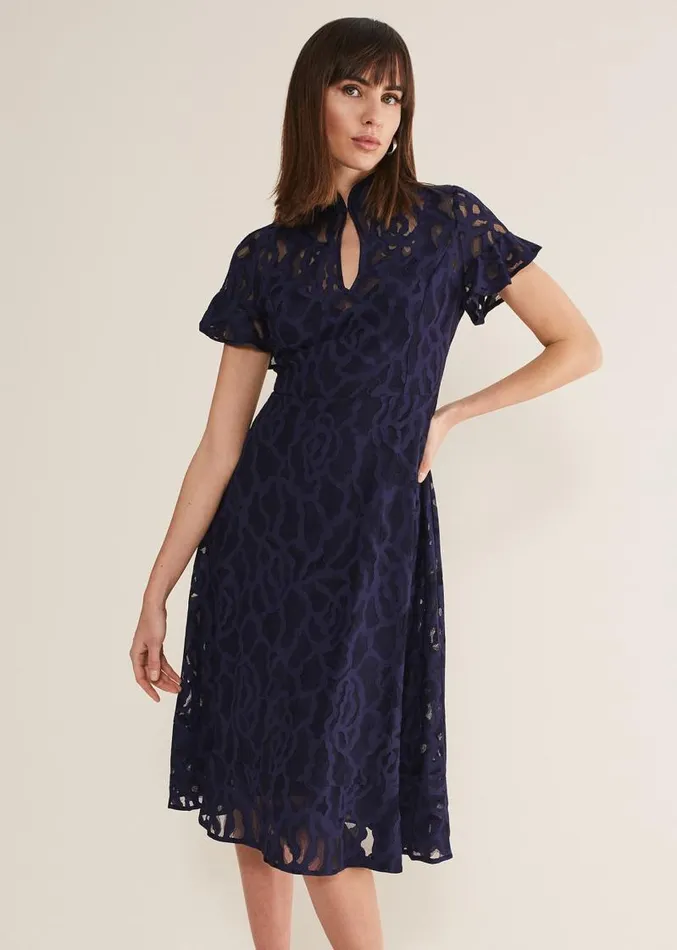Lulu Lace Midi Dress Navy Women Phase Eight Dresses