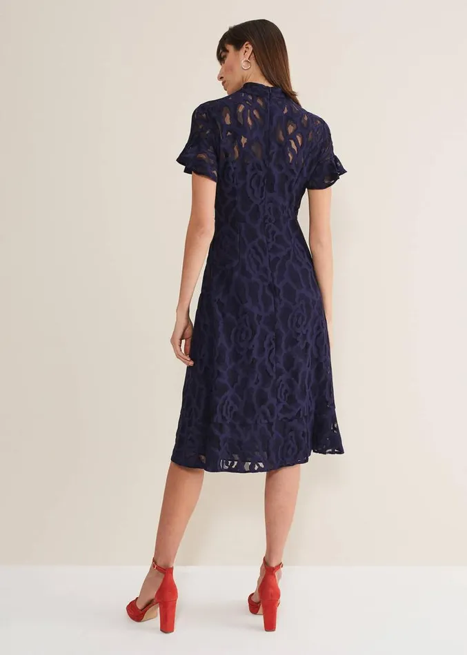 Lulu Lace Midi Dress Navy Women Phase Eight Dresses