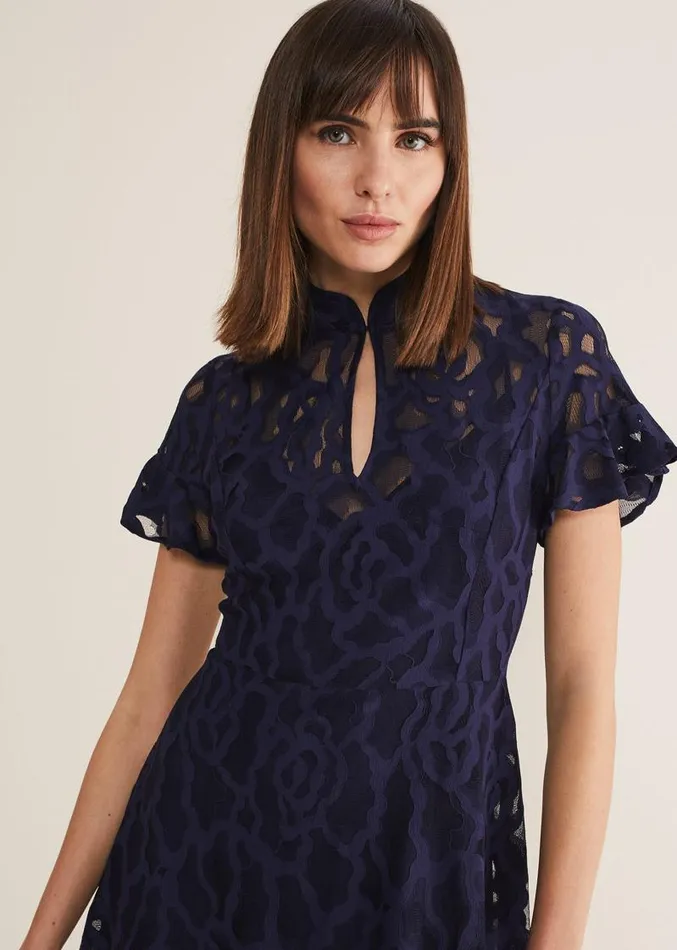Lulu Lace Midi Dress Navy Women Phase Eight Dresses
