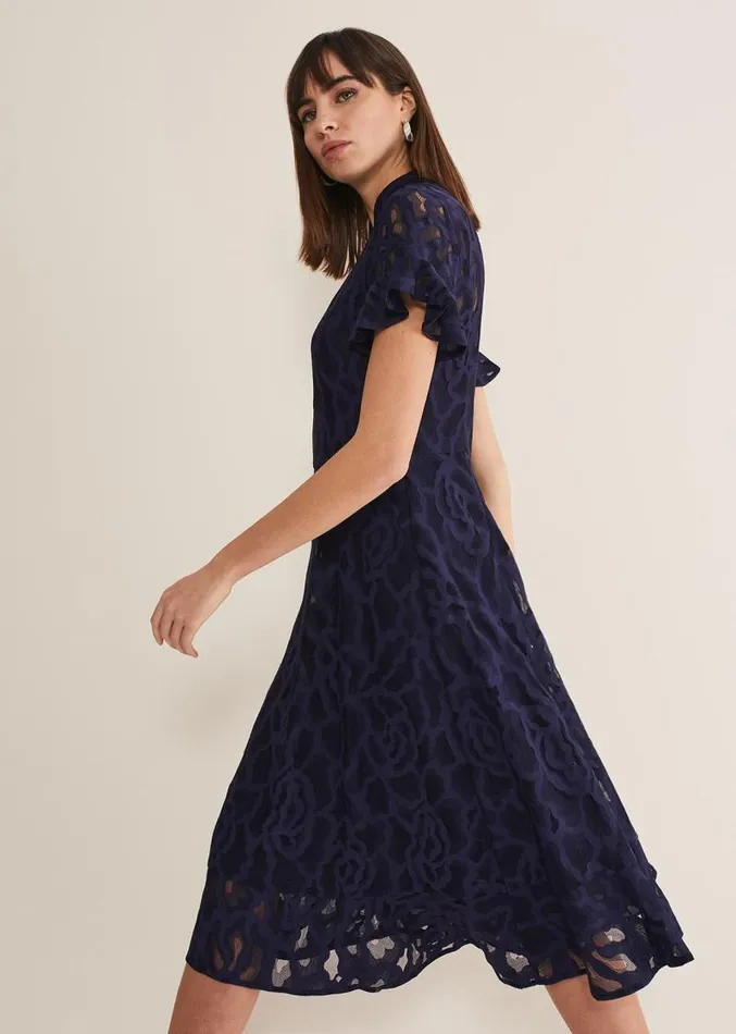Lulu Lace Midi Dress Navy Women Phase Eight Dresses