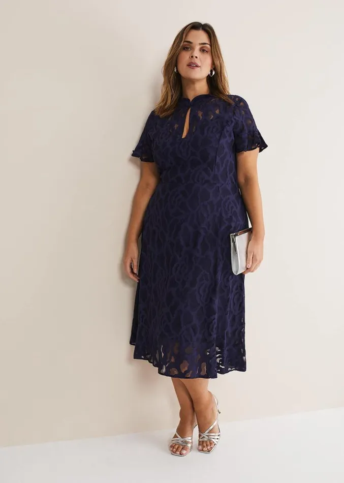 Lulu Lace Midi Dress Navy Women Phase Eight Dresses