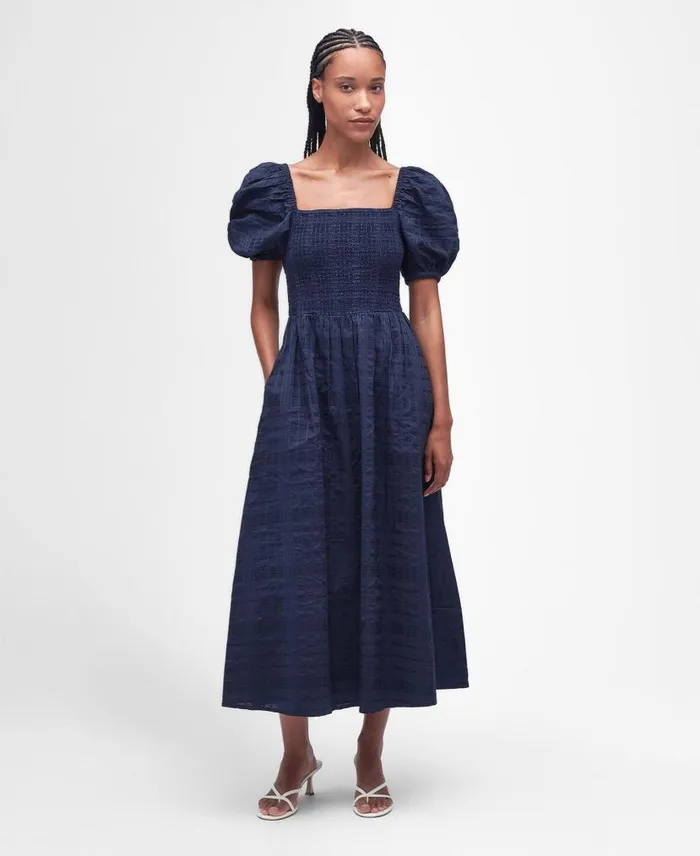 Macy Midi Dress Classic Navy Women Barbour Dresses and Skirts