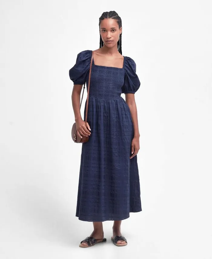 Macy Midi Dress Classic Navy Women Barbour Dresses and Skirts