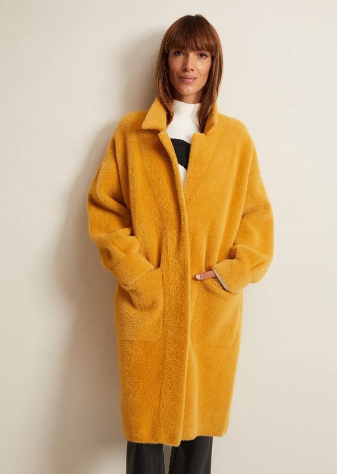 Maddie Balloon Sleeve Fluffy Knit Coat Amber Women Phase Eight Knitwear