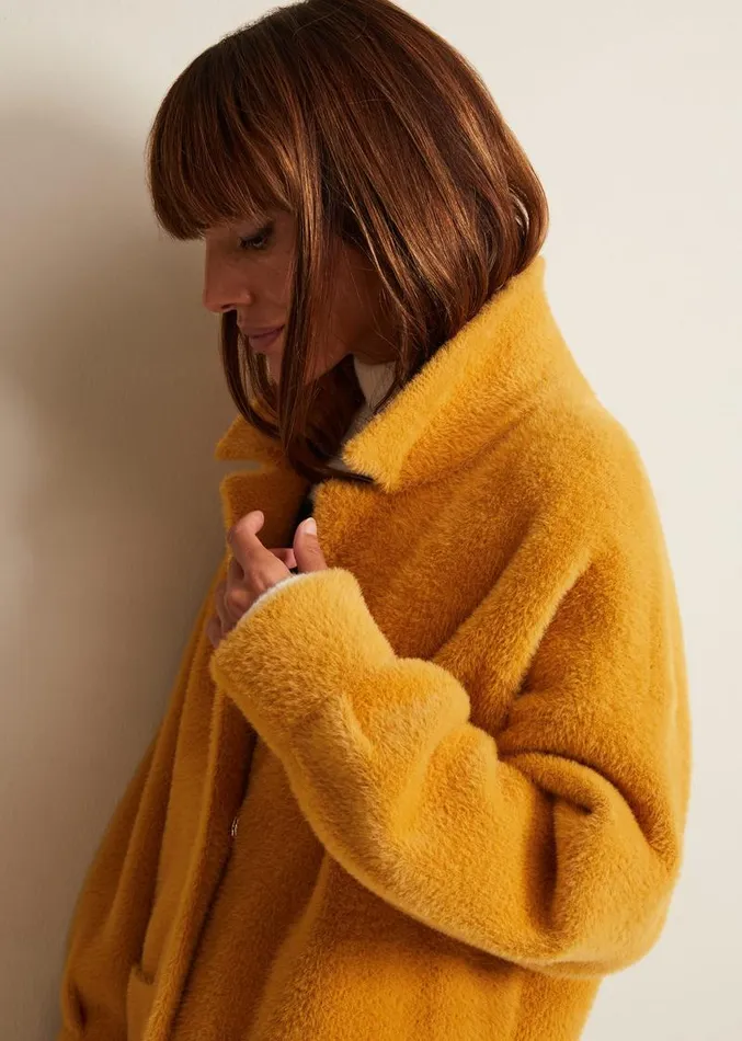 Maddie Balloon Sleeve Fluffy Knit Coat Amber Women Phase Eight Knitwear