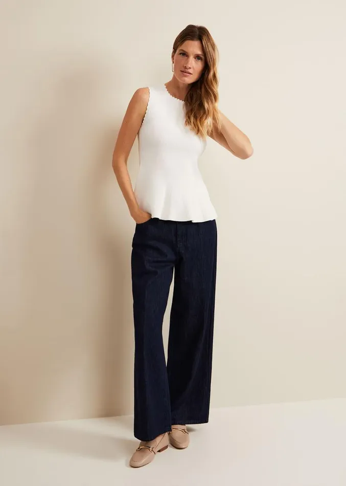 Maddie Pelum Compact Tank Ivory Women Phase Eight Knitwear