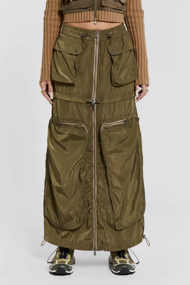 Madison 2 In 1 Cargo Maxi Skirt Khaki Women Jaded London Skirts Madison 2 In 1 Cargo Maxi Skirt Khaki Women Jaded London Skirts