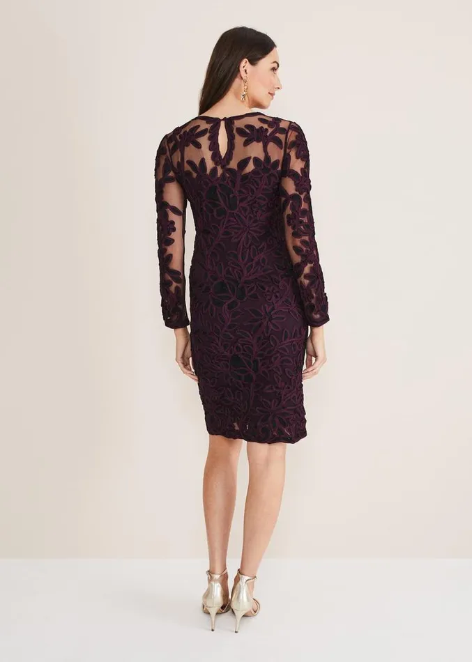 Madison Tapework Dress Blackplum Women Phase Eight Dresses
