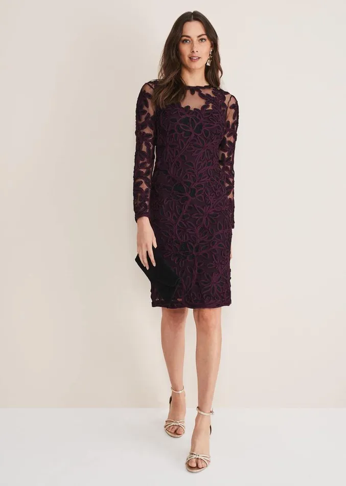 Madison Tapework Dress Blackplum Women Phase Eight Dresses