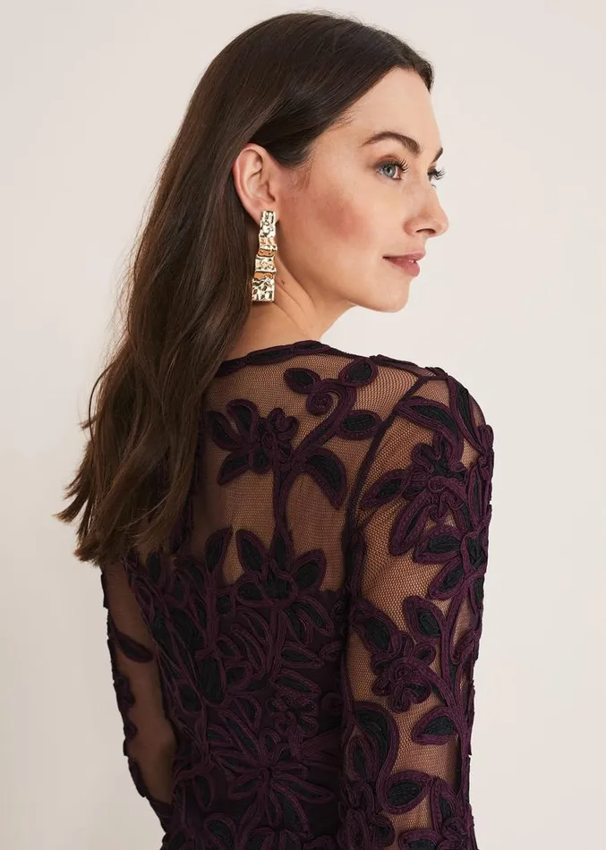 Madison Tapework Dress Blackplum Women Phase Eight Dresses