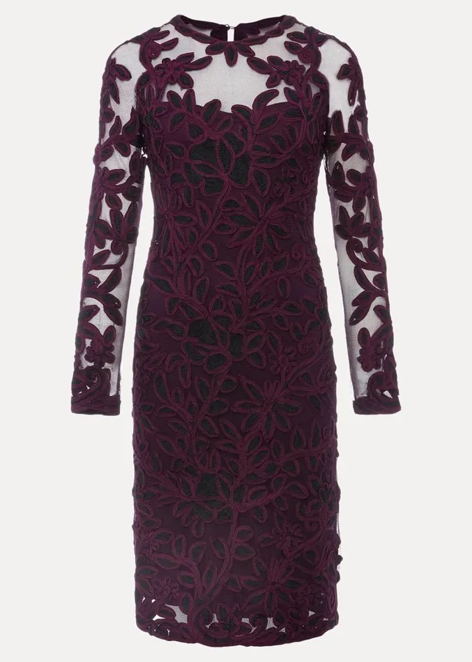 Madison Tapework Dress Blackplum Women Phase Eight Dresses