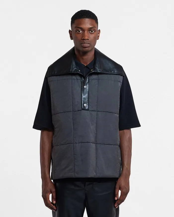 Mael Regenerated Leather Jacket Off Black Men Nanushka TShirts and Vests