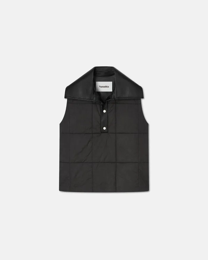 Mael Regenerated Leather Jacket Off Black Men Nanushka TShirts and Vests