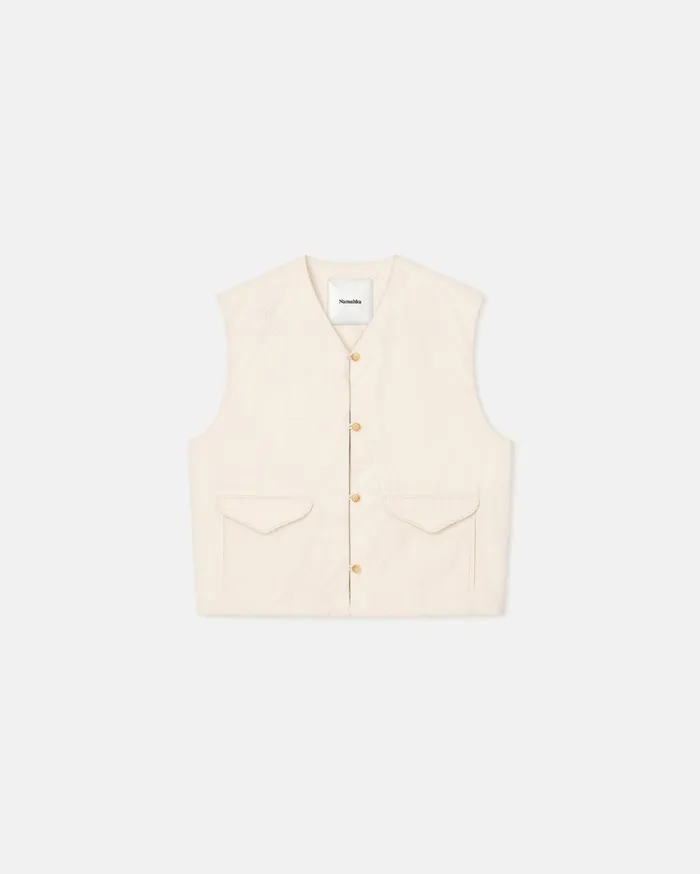 Maie Quilted Heavy Poplin Vest Creme Women Nanushka Tops
