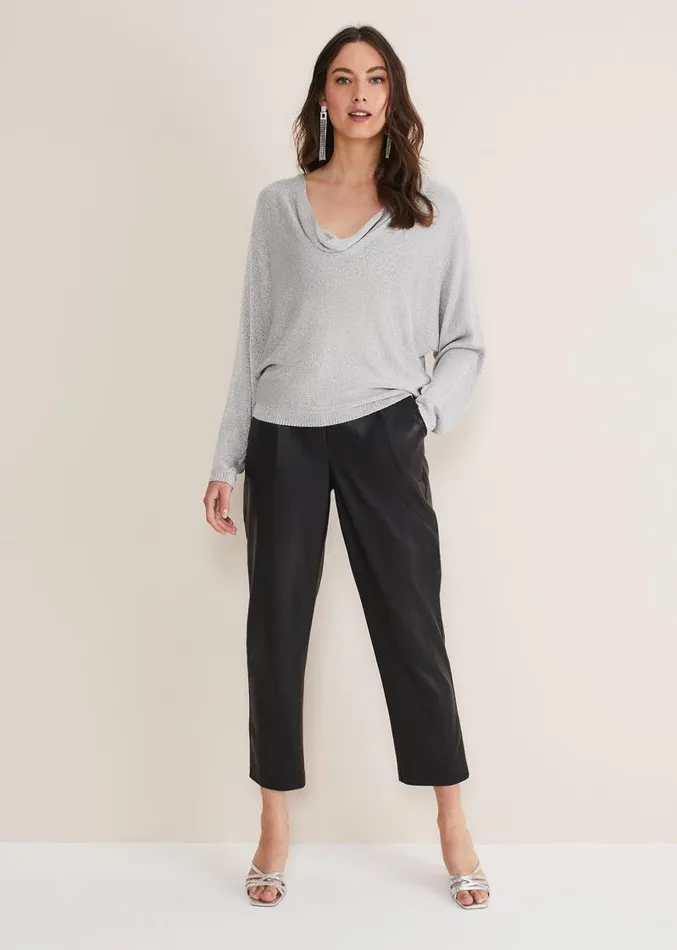 Malti Metallic Cowl Neck Knit Silver Women Phase Eight Knitwear