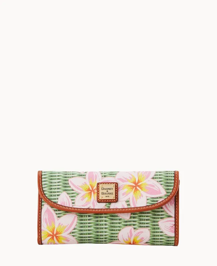 ManWoman Plumeria Continental Clutch Pink Green Dooney and Bourke Wallets