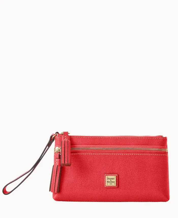 ManWoman Saffiano Double Zip Wristlet Tomato Dooney and Bourke Wallets