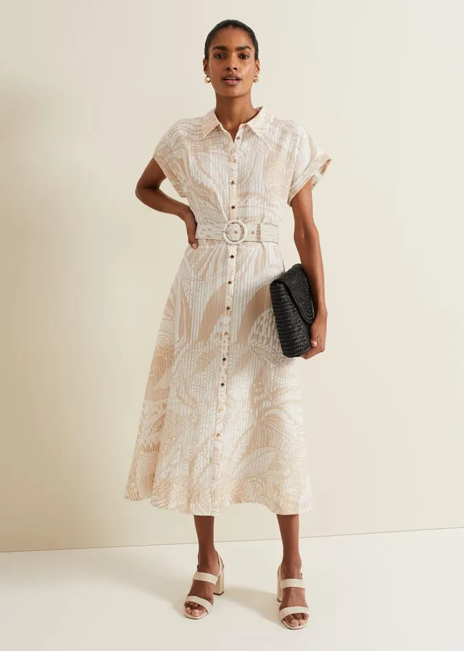 Mandi Abstract Stripe Shirt Dress Neutral Women Phase Eight Dresses