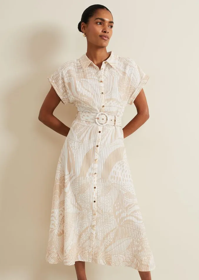 Mandi Abstract Stripe Shirt Dress Neutral Women Phase Eight Dresses
