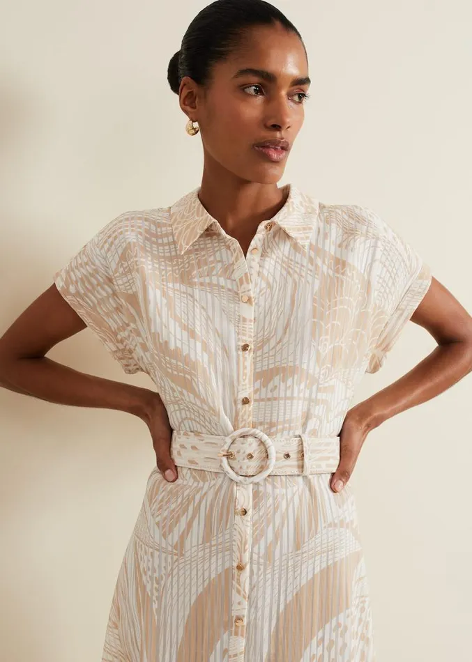 Mandi Abstract Stripe Shirt Dress Neutral Women Phase Eight Dresses