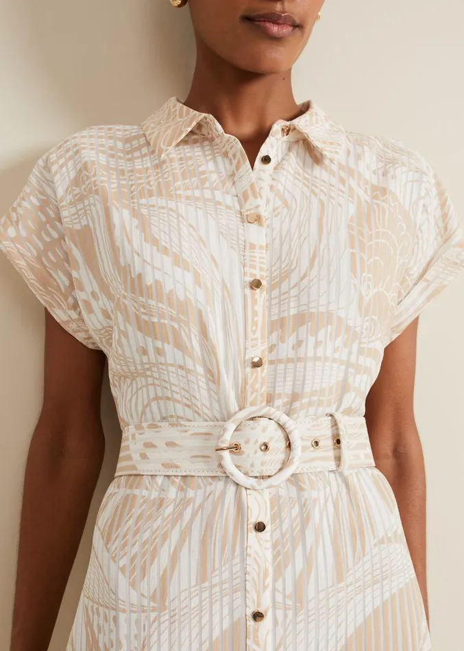 Mandi Abstract Stripe Shirt Dress Neutral Women Phase Eight Dresses