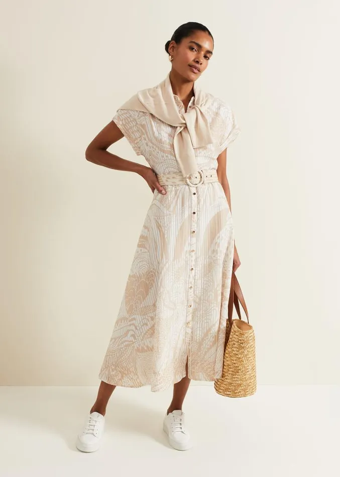 Mandi Abstract Stripe Shirt Dress Neutral Women Phase Eight Dresses