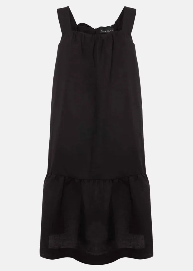 Mandy Strappy Linen Bow Back Swing Dress Black Women Phase Eight Dresses