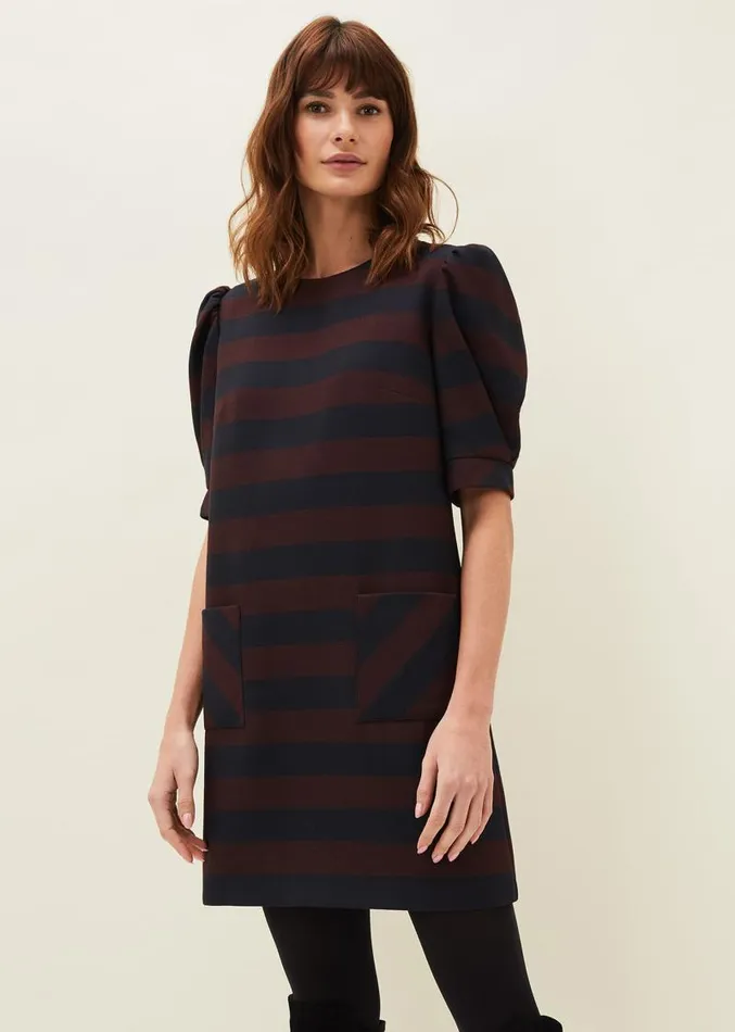 Maple Stripe Dress Navychestnut Women Phase Eight Dresses
